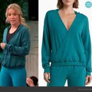 NWT Beyond Yoga Cross Your Heart Hoodie Pullover in Lunar Teal Heather - size S